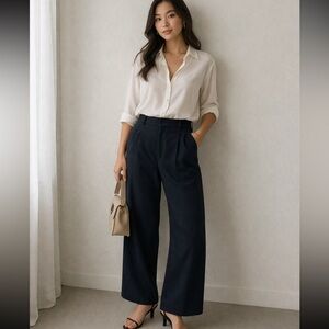 Halara High XSWaisted Wide Leg Cropped Dress Pants Black Minimalist Work Office